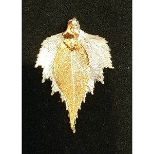 Silver/Copper Dipped Real Birch & Aspen Leaf Pendant Natural Organic Jewelry NEW